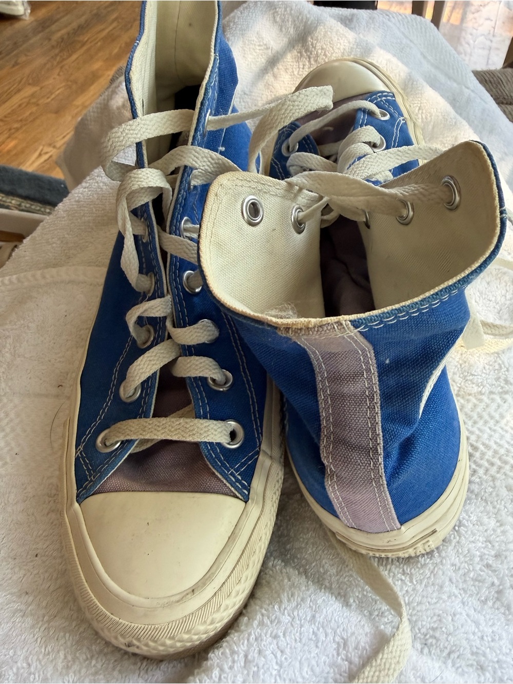 Converse Blue and White High-Top Canvas Sneakers